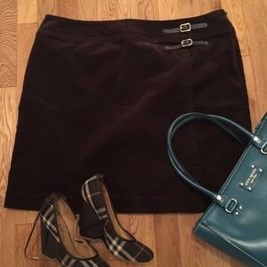 Charter Club Brown Corduroy Faux Wrap Pencil Skirt